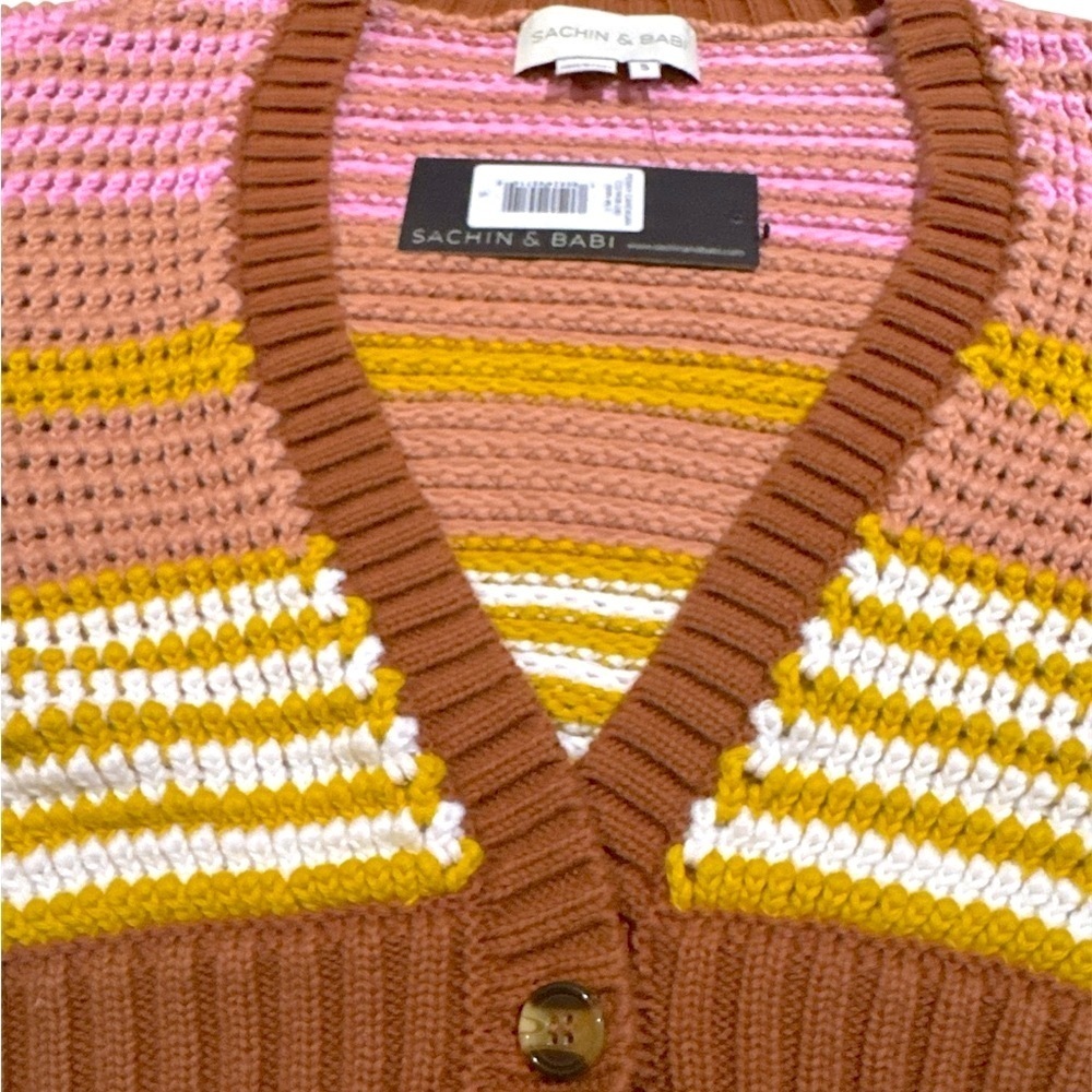 Sachin + Babi | Multicolor Knit Cropped Penny Cardigan - Picture 4 of 14